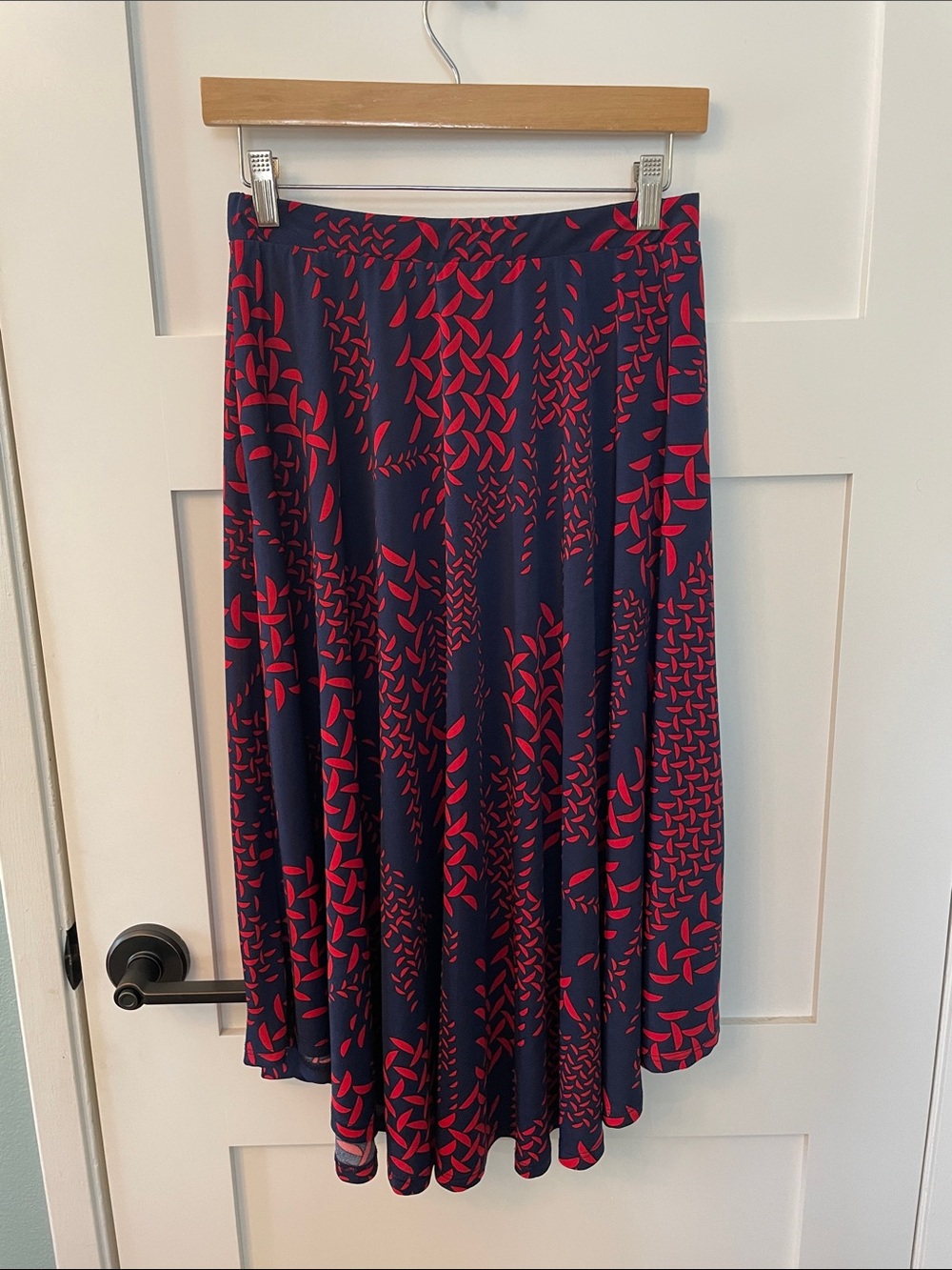 bobeau Navy and Red Printed Circle Skirt